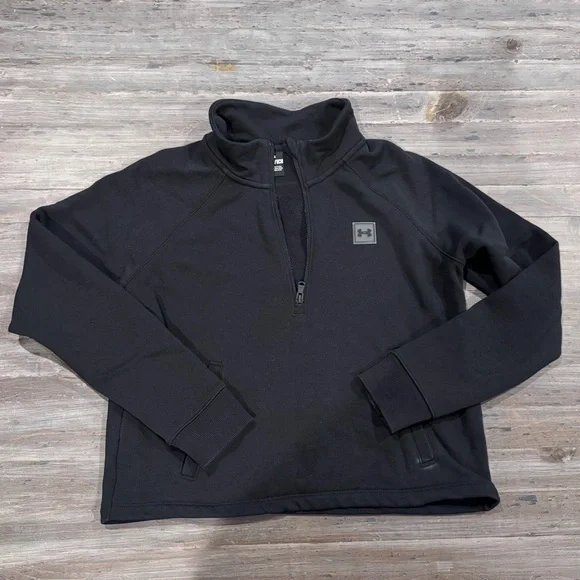 EUC Under Armour Women’s Black Cropped Quarter-Zip Pullover - Picture 1 of 5